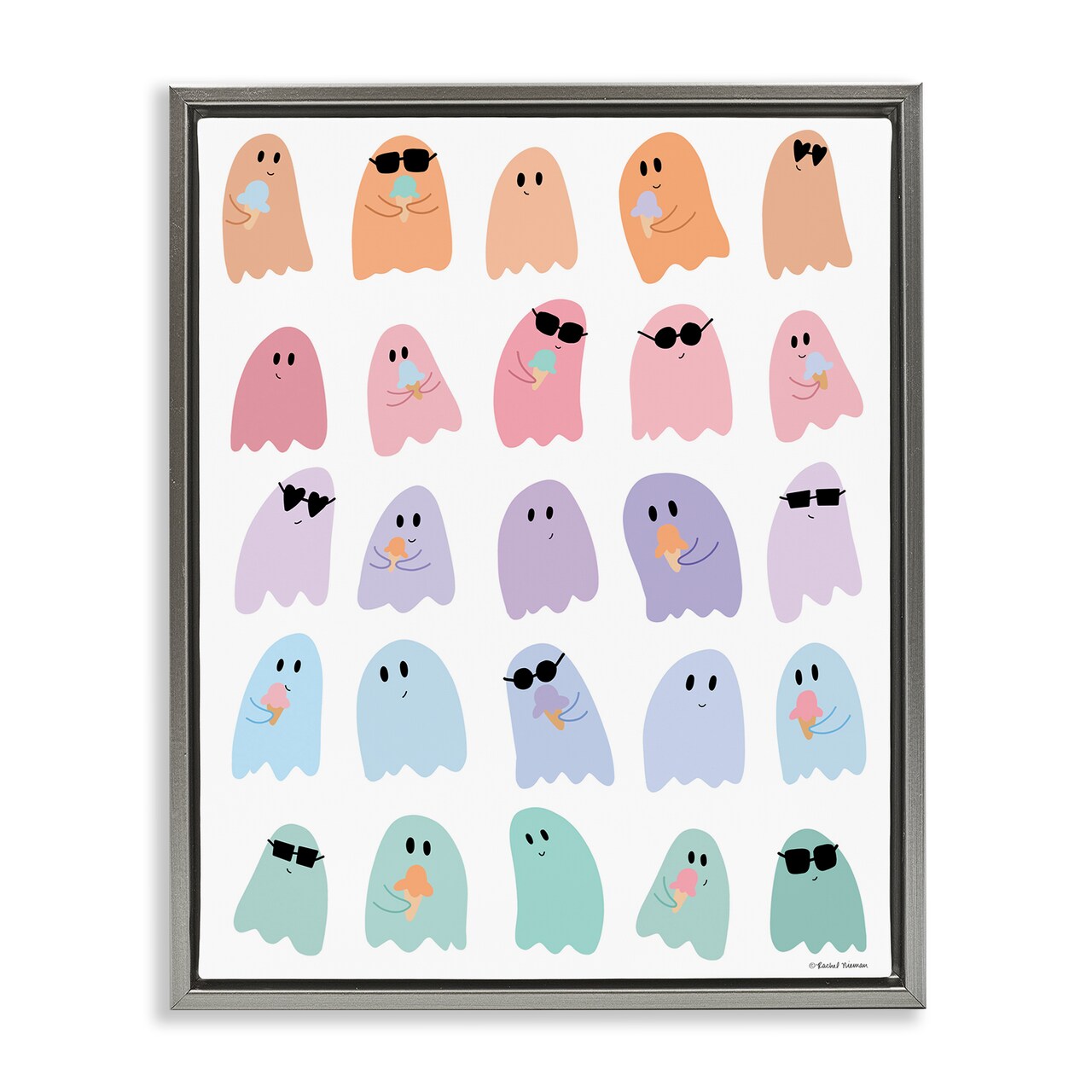 Stupell Industries Spooky Cute Pastel Ghosts Floating Frame, design by Rachel Nieman